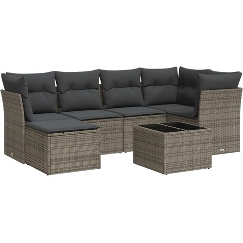 VidaXL 7-dijelni set vrtnih sofa sivi od poliratana Slike