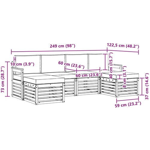  Set vanjskih sofa 6 pcs Bijela i krem 249 x 122,5 x 73 cm Slike