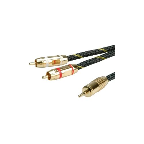 Roline 11.09.4273 klinker avdio priključni kabel [1x 3\,5 mm banana mo&scaron;ki konektor - 2x mo&scaron;ki cinch konektor] 2.50 m črna/zlata za&scaron;čiten, (20432212) Cene