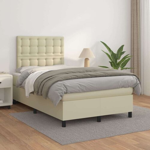  Boxspring - Krevet s oprugama i madracem krem 120x200 cm od umjetne kože - Krema 120 x 200 cm gumbi Cijene