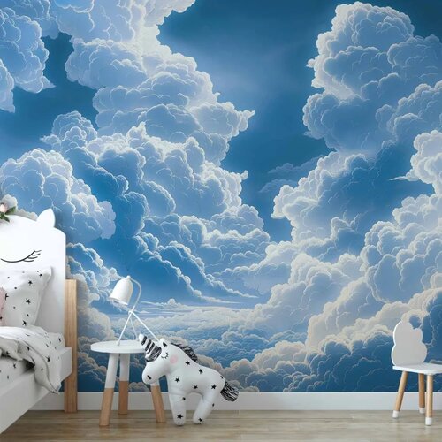  Foto tapeta - Blue Sky Breaking Through White Fluffy Clouds 196x140 Cijene
