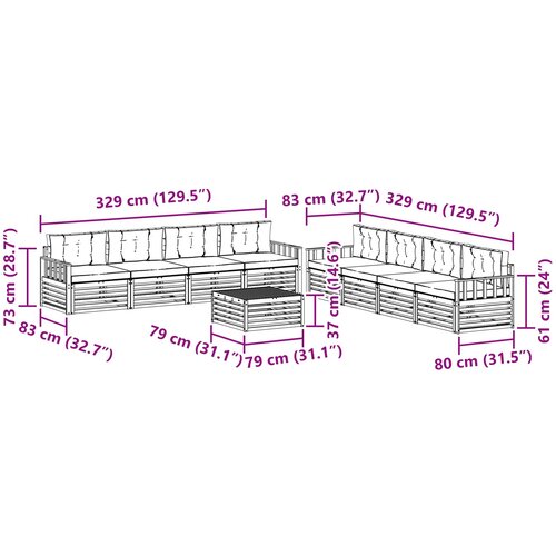 Set vanjskih sofa 9 kom. Bijela i antracit Poliester 79 x 79 x 37 cm Slike