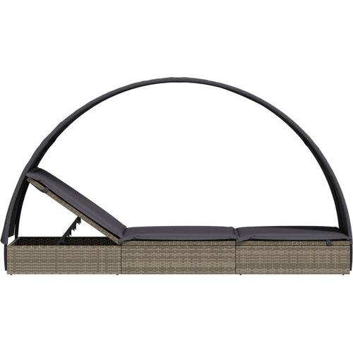 LEŽAJ za sunčanje s krovom 211 x 57 x 140 cm poliratan Slike