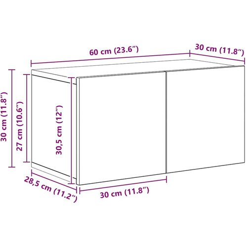 VidaXL Set TV stalka s policom Zidne Ostalo s pohranom s vratima 2 pcs hrast artisan 80 x 30 x 30 cm Slike
