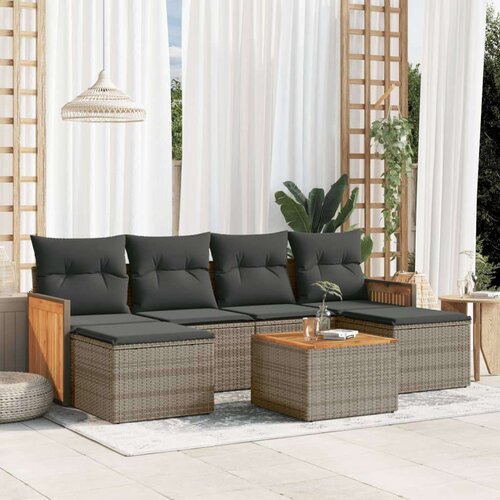 VidaXL 7-dijelni set vrtnih sofa sivi od poliratana Slike