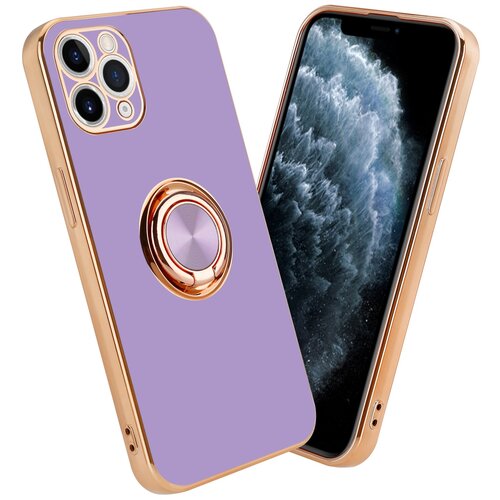 Cadorabo Ohišje, združljiv z Apple v sijajnem svetlobnem vijoličnem - Zlato z obročem - Zaščitni pokrov iz fleksibilnega silikona TPU, z zaščito pred kamero in držalom magnetnega avtomobila, (20617582) Cene