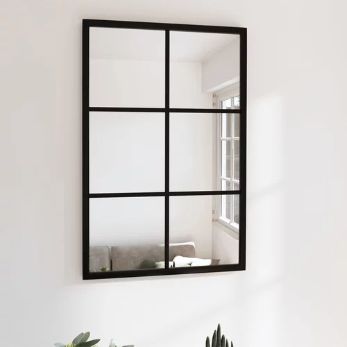 vidaXL stensko ogledalo črno 60x40 cm kovinsko