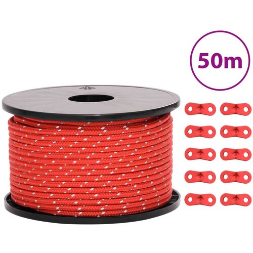 vidaXL Uže za šator s reflektirajućim prugama i ključevima 50 m 5 mm Cene