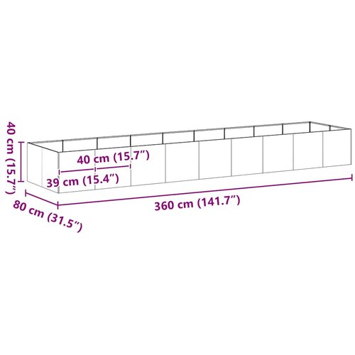  Sadilica crna 360x80x40 cm od čelika Slike