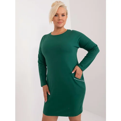 Fashion Hunters Navy green dress plus size long sleeves