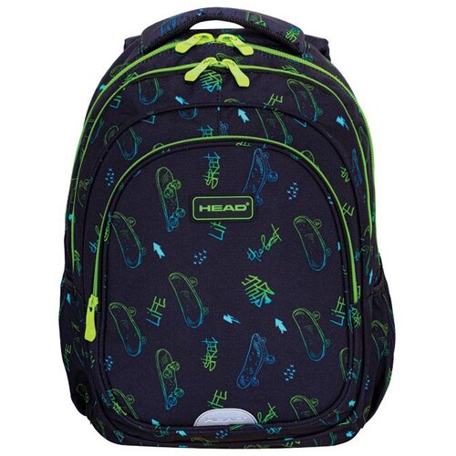 Head Ranac đački anatomski 2zipa 1džep veći AB300 Skate Lifestyle 24.502024115 crno-zeleni Cene