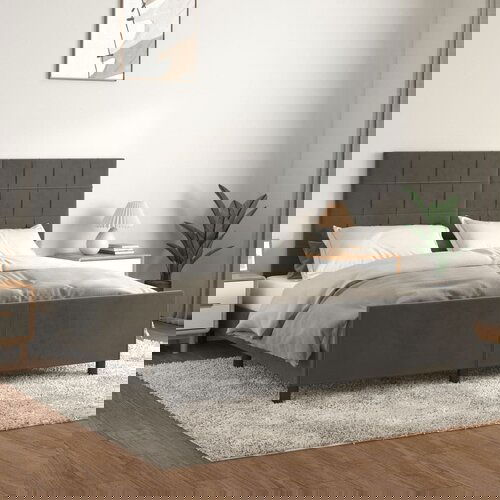 The Living Store Posteljni okvir z vzglavjem temno siv 180x200 cm žamet - Posteljni Okvir Z Vzglavjem, (21489325) Slike