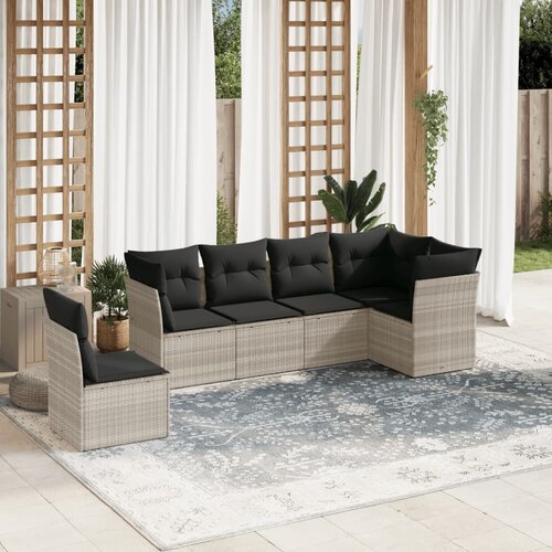 VidaXL 6-dijelni set vrtnih sofa od poliratana s jastucima svjetlosivi Slike