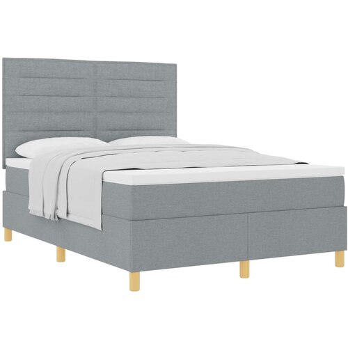 VidaXL Box Spring postelja z vzmetnico svetlo siva 140x200 cm tkanina, (22052970) Slike