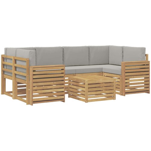  Set vanjskih sofa 7 kom. Bijela i svjetlosiva Poliester Slike