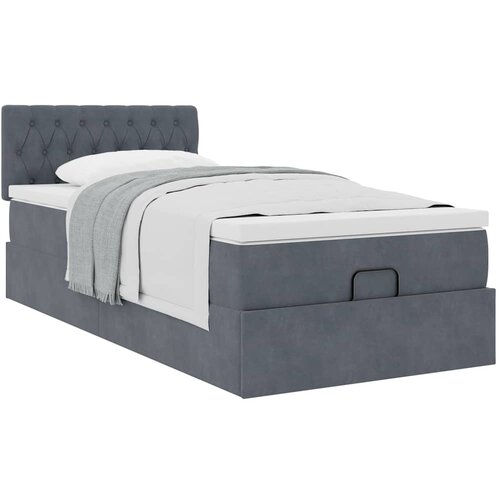 vidaXL Otomanski posteljni okvir z vzmetnico siv 80x200 cm žamet Cene
