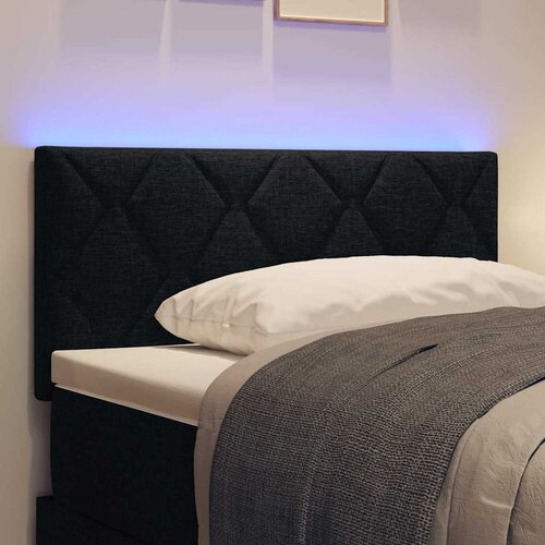  LED glava kreveta Crna 90 cm tkanina Slike