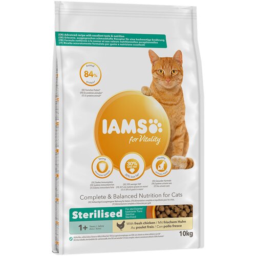 IAMS for Vitality Cat Adult Sterilised s piletinom - 10 kg Slike