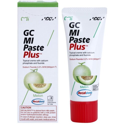 Gc MI Paste Plus remineralizacijska za&amp;scaron;čitna krema za občutljive zobe s fluoridom okus Melon 35 ml Slike