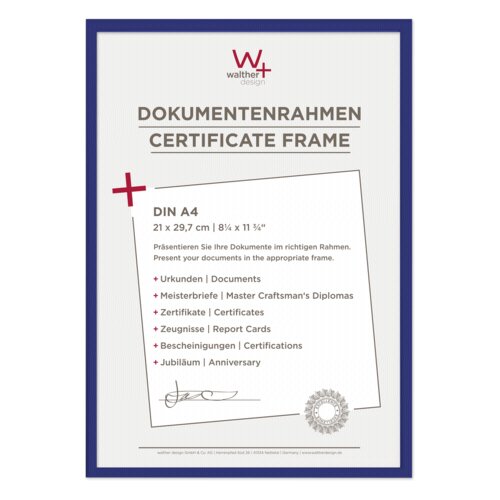 Walther new lifestyle 21x29,7 plastic frame blue din A4 KV130L Slike