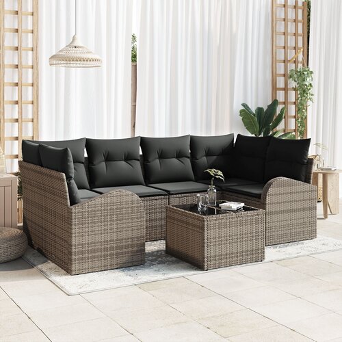 vidaXL 7-delna vrtna sofa z blazinami siva poli ratan Cene