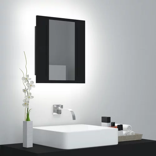 vidaXL LED kopalniška omarica z ogledalom črna 40x12x45 cm