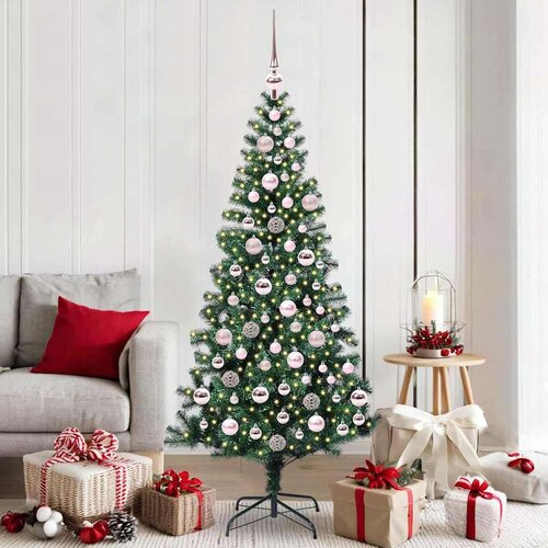 vidaXL Umjetna preddekorirana božićna jelka med 300 LED Zelena 180 cm Cene