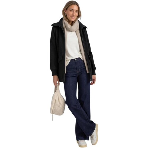 Street One Pla&amp;scaron;či LTD QR Wool Coat w. Knitted Stand Up 101595 Črna Slike