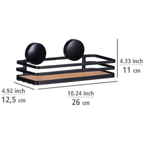 Wenko 24979800-Polica ALBA 26,5x12,5 cm crna/smeđa Cene