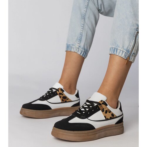 Gemre White and black sneakers with leopard print detail Meril Cene
