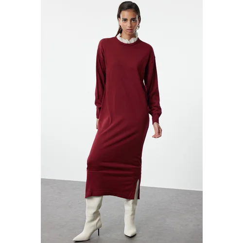 Trendyol Plum Brode Collar Detailed Knit Dress