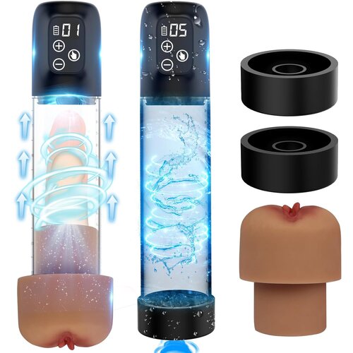 Paloqueth Automatic Powerfull Digital Penis Pump with Vagina Sleeve Brown Slike