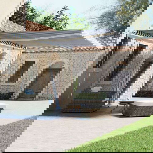  Samostojeća tenda na ručno uvlačenje 400 x 300 cm plavo-bijela Slike