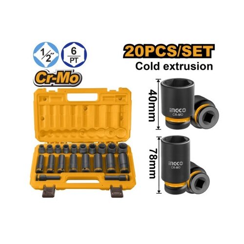 Ingco hkissd12203l set udarnih nasadnih kljuČeva 1/2" 20/1 novo super ( HKISSD12203L ) Cene