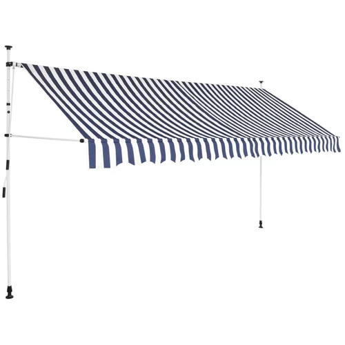 vidaXL Ročno zložljiva tenda 350 cm modre in bele črte
