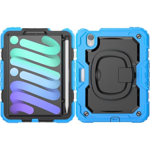 NIKCORP Ovitek za iPad Mini 6 8.3'' s 360&deg; vrtljivim stojalom, držalom za pisalo in za&scaron;čito pred udarci, trislojen, moder, (5000139203) Cene