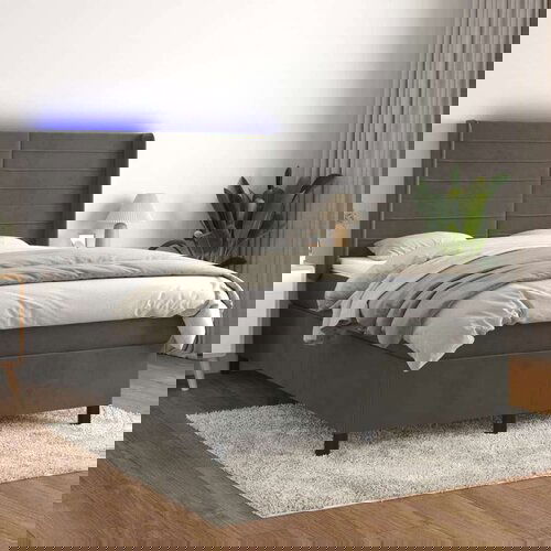  Box spring s madracem LED tamnosivi 140x190 cm bar&amp;scaron;un Slike
