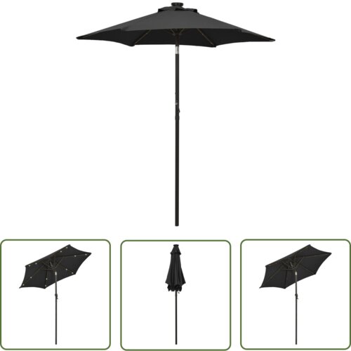  The Living Store Senčnik z LED lučkami črn 200x211 cm aluminij - Senčnik, (21743421) Slike