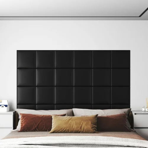 vidaXL Zidne ploče od umjetne kože 12 kom crne 30 x 30 cm 1,08 m²