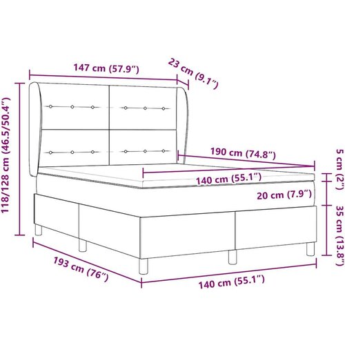  Podna opruga s madracem Tamno siva 90x190 cm Crna 140 x 190 cm - Crna 140 x 190 cm S gumbima Slike