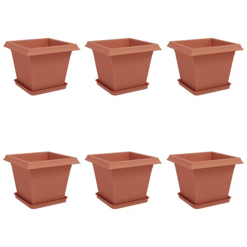  Saksije za biljke 6 pcs Crvena cigla 33 x 33 x 26 cm Plastika Slike