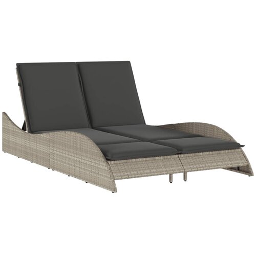 Maison Chic Ležalnik - Sončna ležalnik z blazino svetlo siv 114x205x73 cm poli ratan, (22043533) Cene