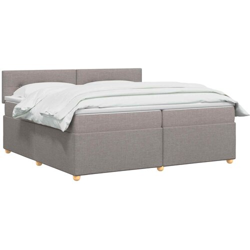  Boxspring krevet s madracem Sivosmeđa 200 x 200 cm Tkanina Smeđesiva 202 x 202 x 88 cm Slike