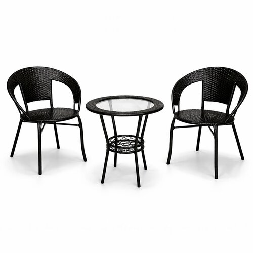 MODUL Ba&scaron;tenski set Rattanica crni/ 2 stolice i sto Cene