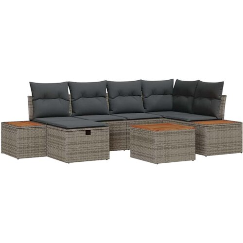 vidaXL Vrtna sedežna garnitura 7 pcs Siva 55 x 62 x 69 cm Poly ratan, (5000134407) Cene