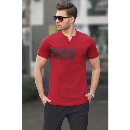 Madmext Claret Red with Pocket Detailed Regular Fit Men's T-Shirt 6094 Slike