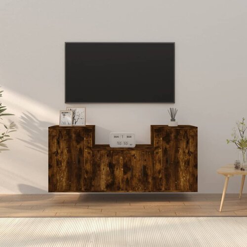 VidaXL Komplet TV omaric 3-delni dimljen hrast konstruiran les Slike