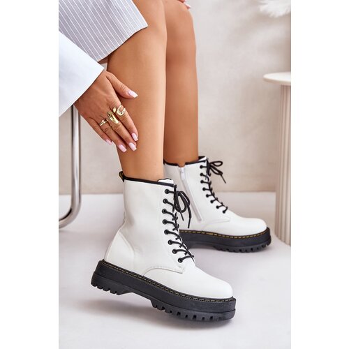 Kesi Insulated Ankle Boots Made of Eco Leather Zipper White Lay Slike