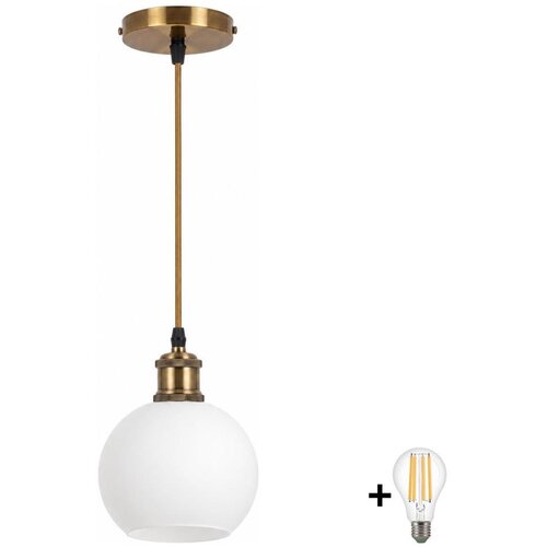 Brilagi LED luster na sajli RETRO GLASS 1xE27/60W/230V &Oslash; 15 cm zlatna/bela Cene