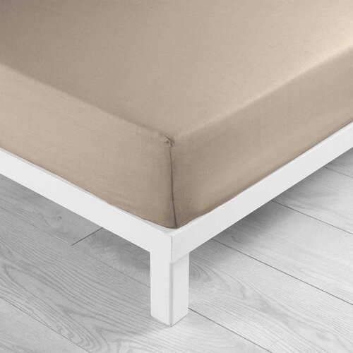 Douceur d intérieur Svjetlo smeđa pamučna plahta s gumom 160x200 cm Lina – Cijene